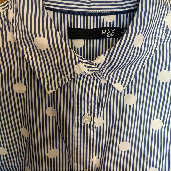 Max Jeans Women’s Long Sleeve Polkadot Pattern Button Down Collared Shirt Sz S - Picture 3 of 3
